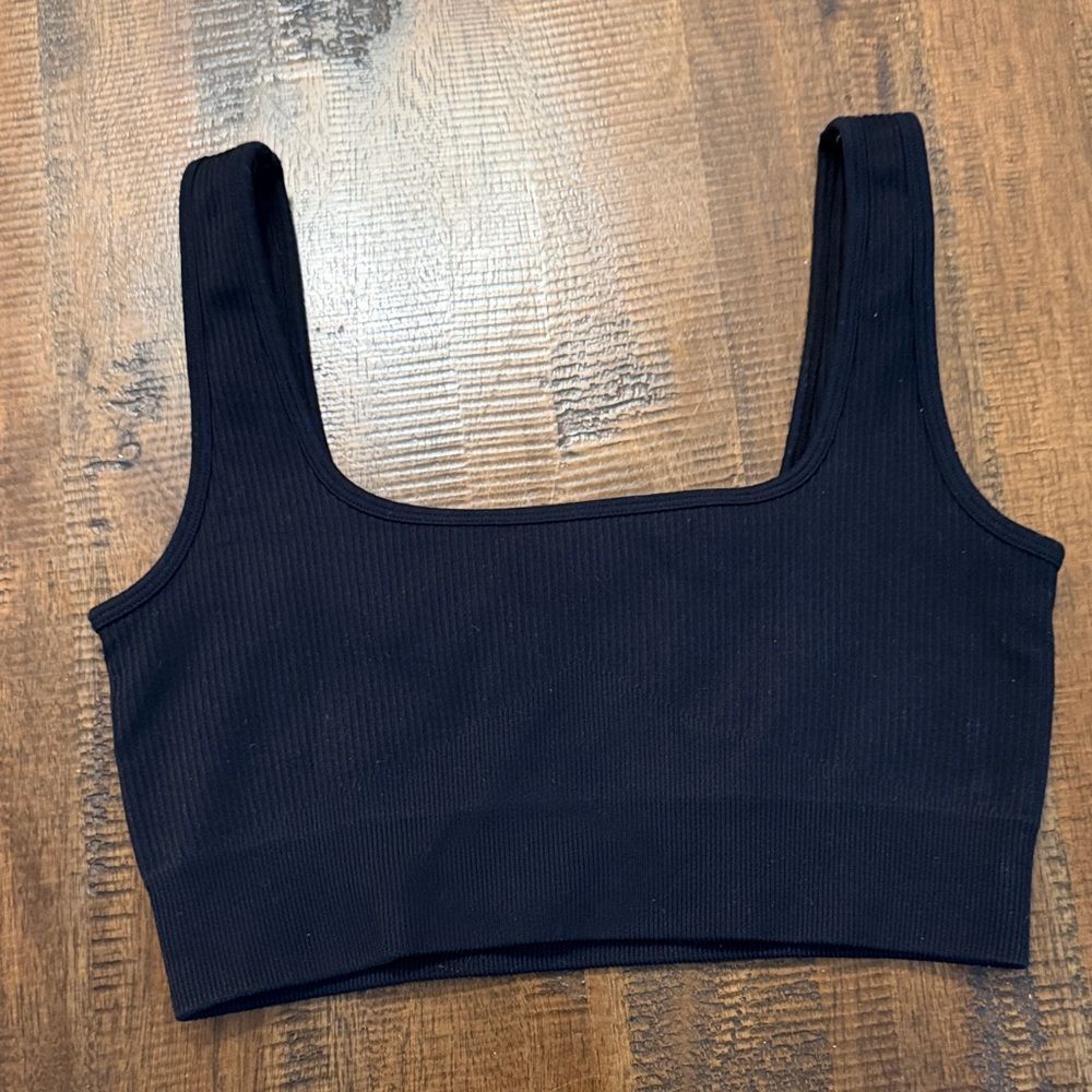 OQQ Black Ribbed Tank Bralette - Women Intimates & Sleepwear